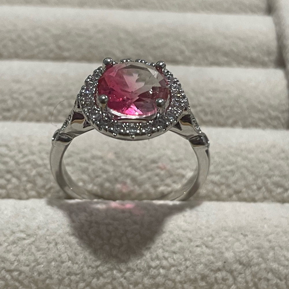 Bomb Party Timeless Pink and Silver Gemstone Ring